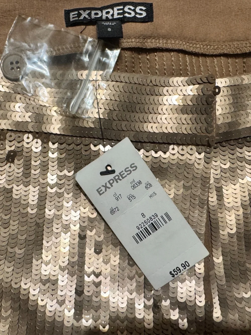 NWT EXPRESS SEQUIN ROSE GOLD SHORTS SZ:8